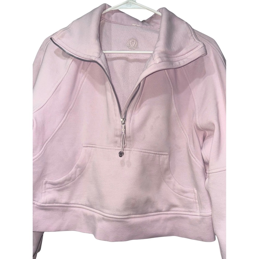 Lululemon Scuba Half Zip Pullover Sweatshirt Pink Womens Cropped Funnel Neck